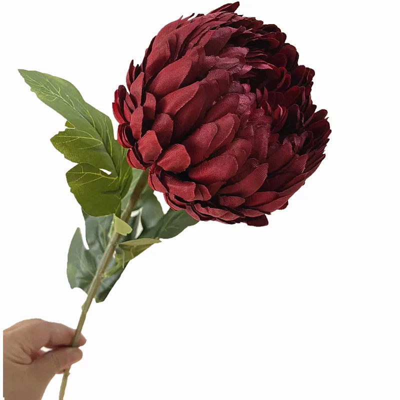 Silk Pineapple Chrysanthemum Long Stem Artificial Flower Artificial Flower Axl Burgundy