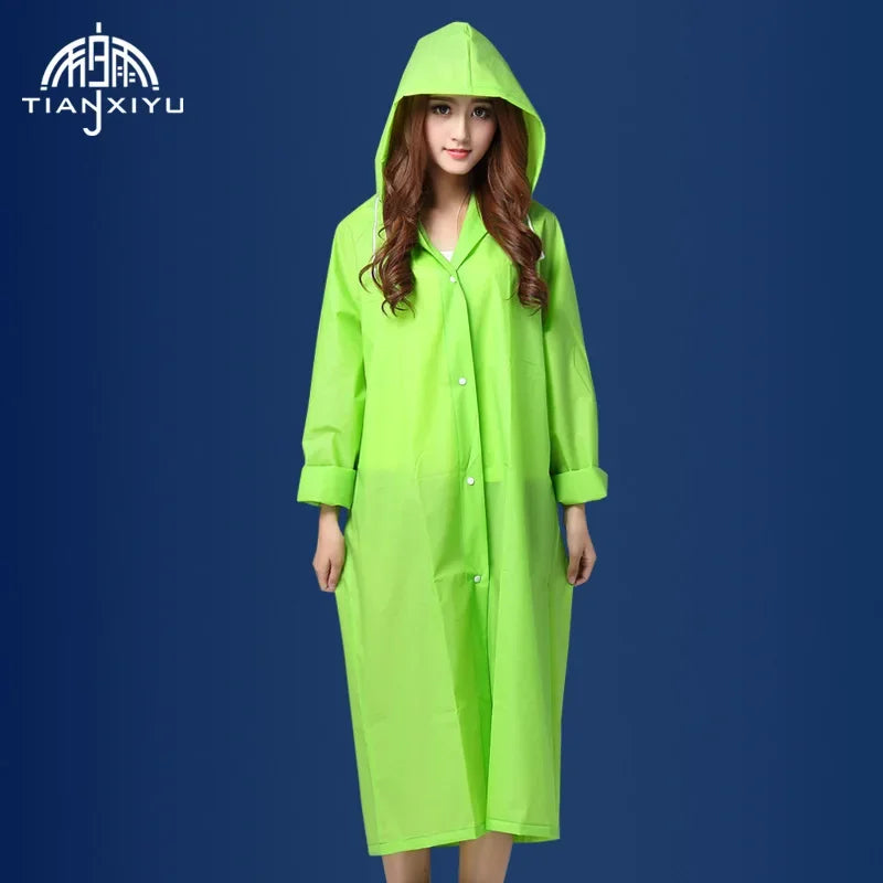 Women's Waterproof Rain Poncho – Clear Yellow Nylon Raincoat Women's Rain Poncho Axl Green L