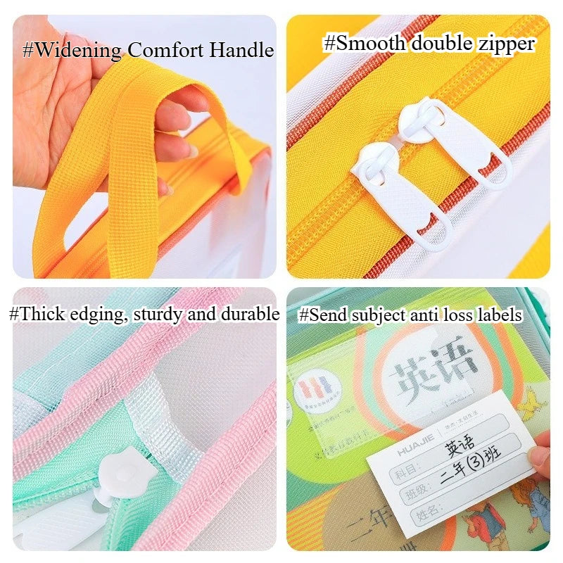 Color Block 3-Layer School Tutoring Bag with Pencil Pouch School Tutoring Bag Axl