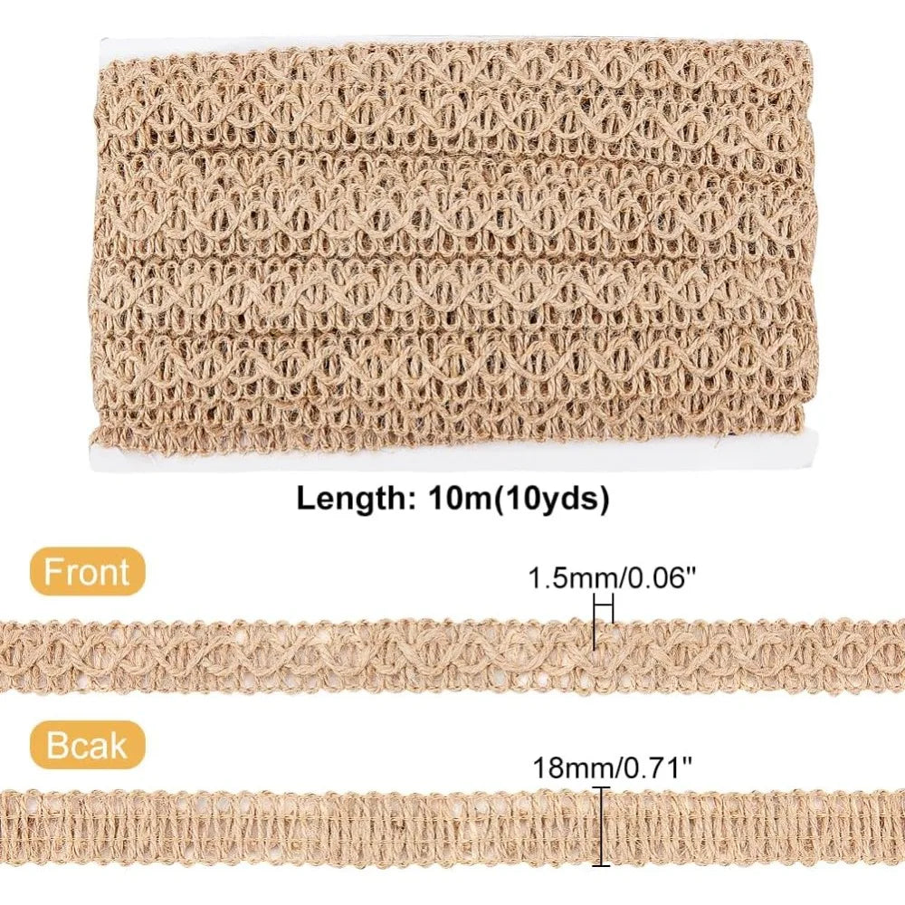 Braided Burlap Ribbon 10m – Rustic Jute Gimp Braid Trim Craft Ribbon Trim Axl AECH04-01333