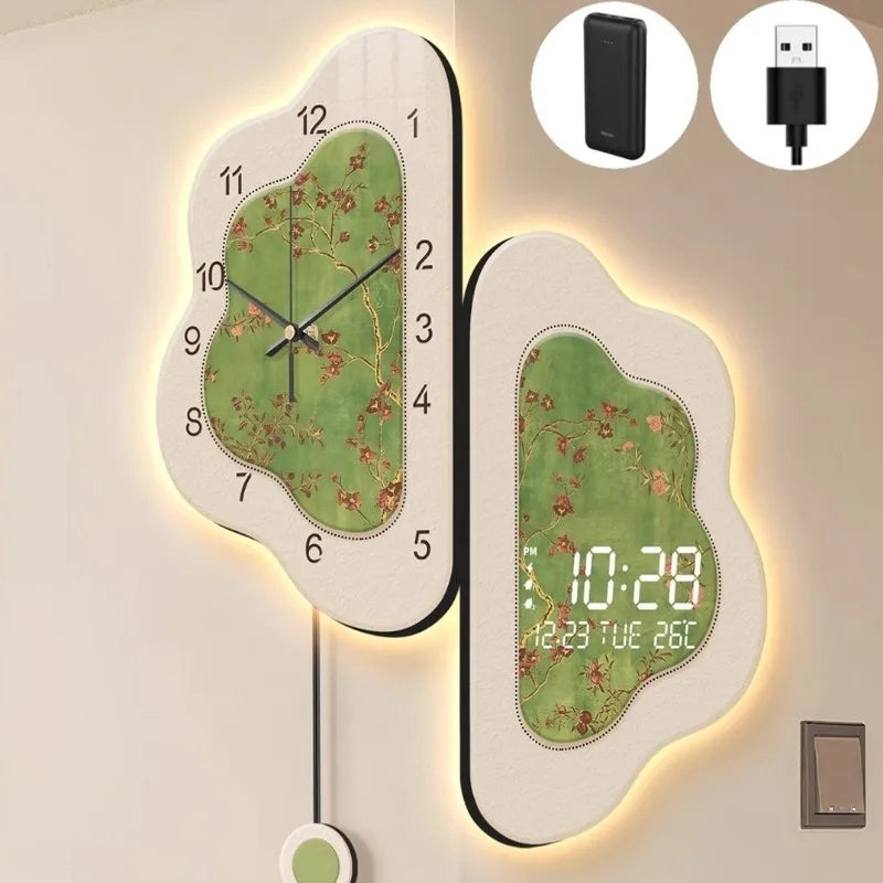 Luxury Double-Sided Wall Clock – Medieval Cloud Design Decorative Wall Clock Axl Type E Plugged In 35x78-35x59CM