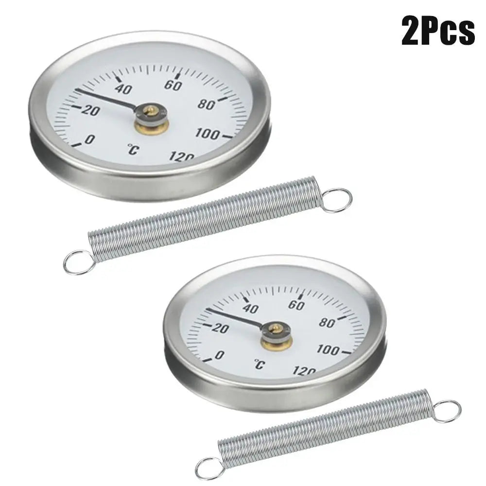 63mm Clip-On Bimetal Pipe Thermometer 0–120°C Dial Gauge Pipe Thermometer Axl 2pcs