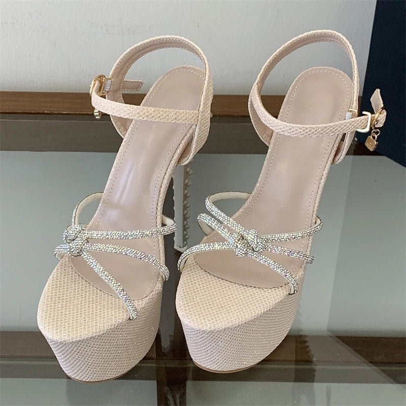 Women's Crystal Rivet High Heel Sandals – Party Pumps High Heel Sandals Axl Apricot 41