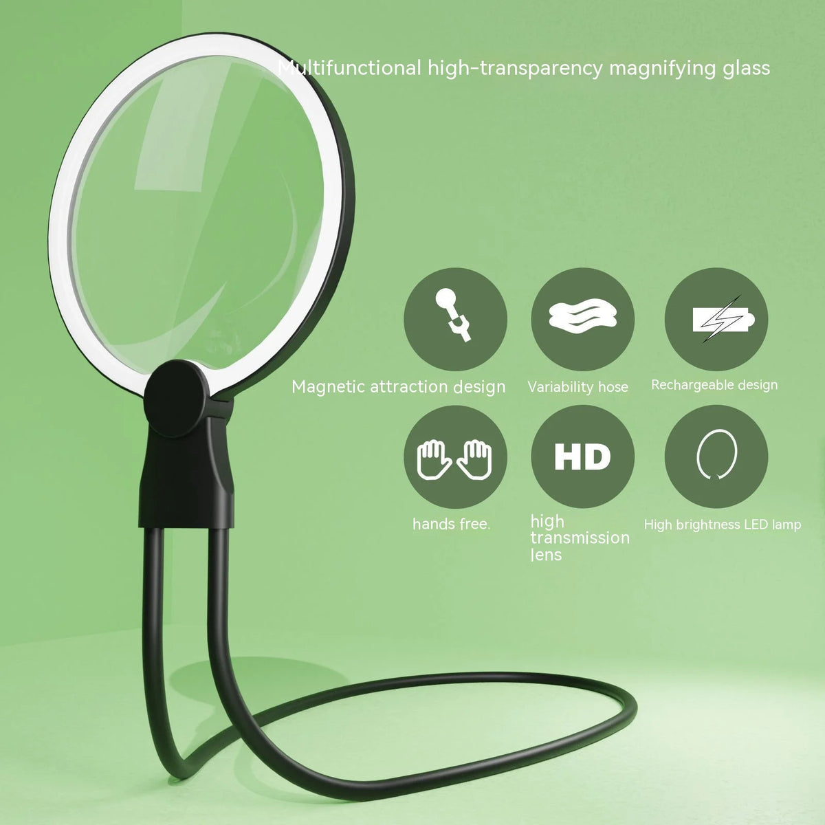 Large Screen Acrylic Magnifying Glass – Hands-Free Desktop & Neck Desktop Magnifying Glass Axl