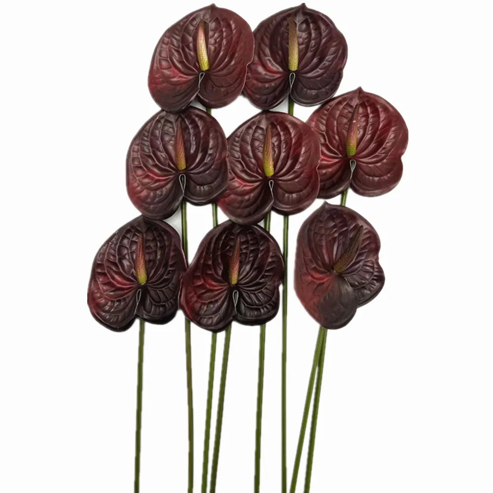 Real Touch PU Anthurium Artificial Flower Branch 61cm Stem Artificial Flower Branch Axl