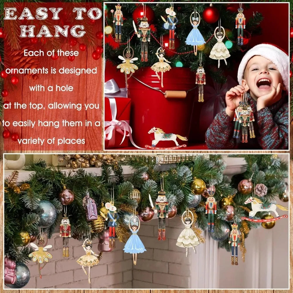 20 Pcs Wooden Christmas Tree Ornaments – Cartoon Pendant Set Christmas Ornament Set Axl