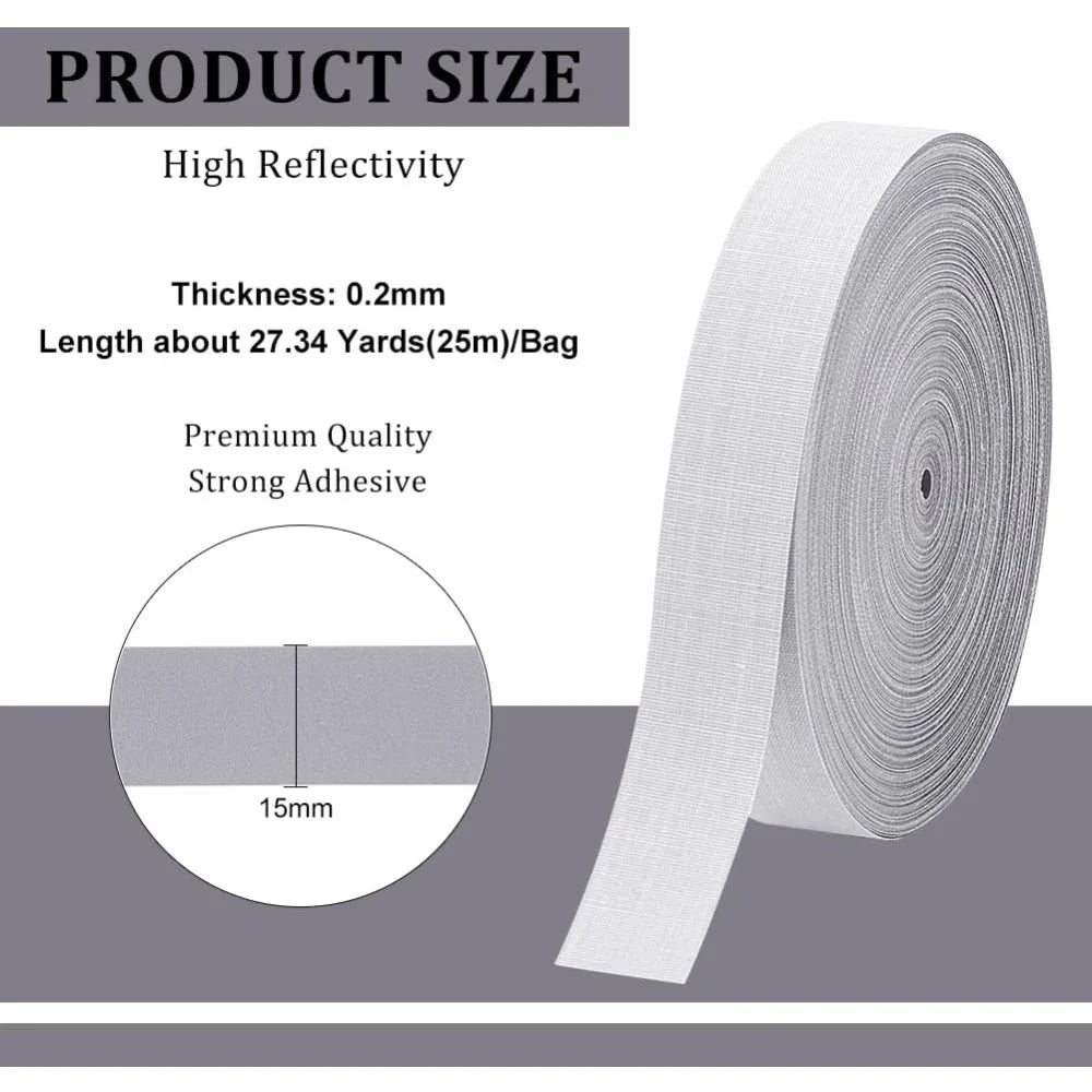 25M Reflective Ribbon Tape 15mm | High-Visibility Safety Strip Reflective Ribbon Tape Axl
