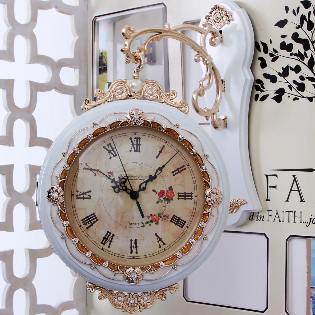 Double-Sided Retro Metal Wall Clock – Silent 30cm European Wall Clock Axl