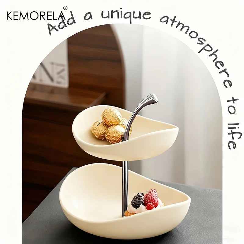 KEMORELA Ceramic Tiered Fruit Platter – 2 & 3 Layer Serving Tray Tiered Serving Platter Axl