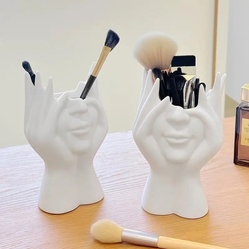 Abstract Human Face Desk Organizer – Pen & Makeup Brush Holder Desk Organizer Axl