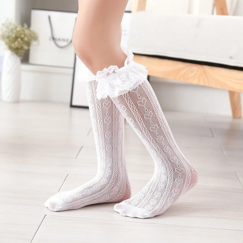 Women's Lace Mid-Tube Socks – Lolita Jacquard Princess Style Lace Knit Socks Axl 1pairs-6 One Size