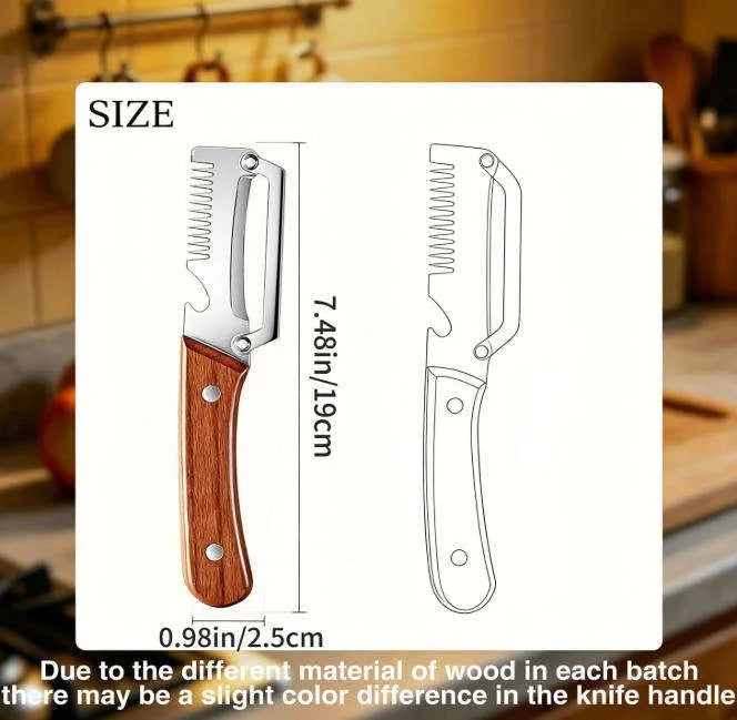 3-in-1 Stainless Steel Fruit Peeler with Oak Handle Fruit & Vegetable Peeler Axl