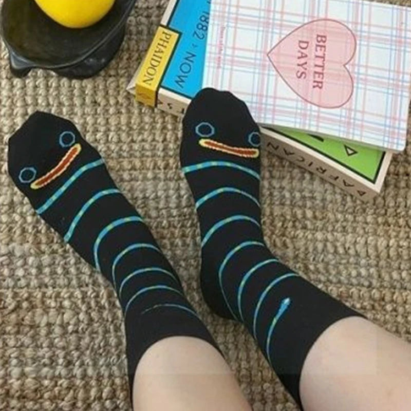 Novelty Garden Eel & Shark Mid Socks – Breathable Cotton Gift Novelty Mid Socks Axl One Size A3