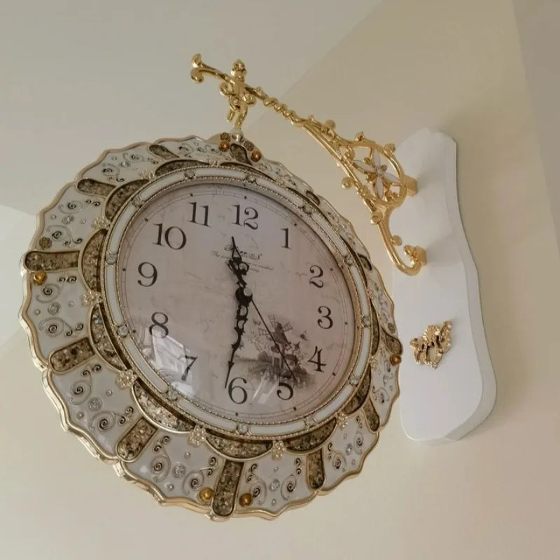 Double-Sided Silent Wall Clock – Modern Luxury Living Room Decorative Wall Clock Axl