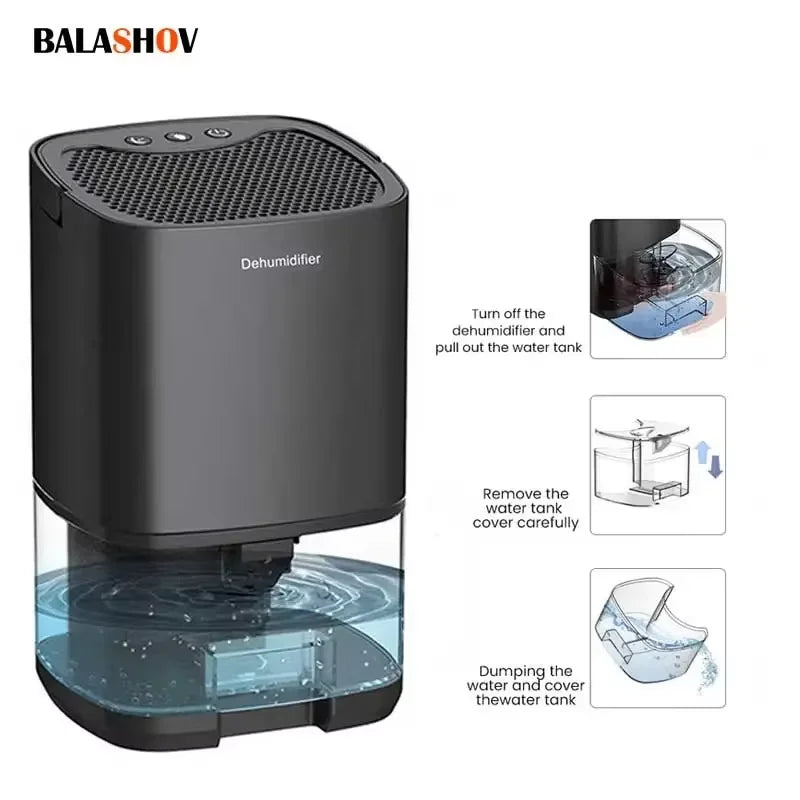 BALASHOV Portable Dehumidifier – Quiet Home Moisture Remover Portable Dehumidifier Axl