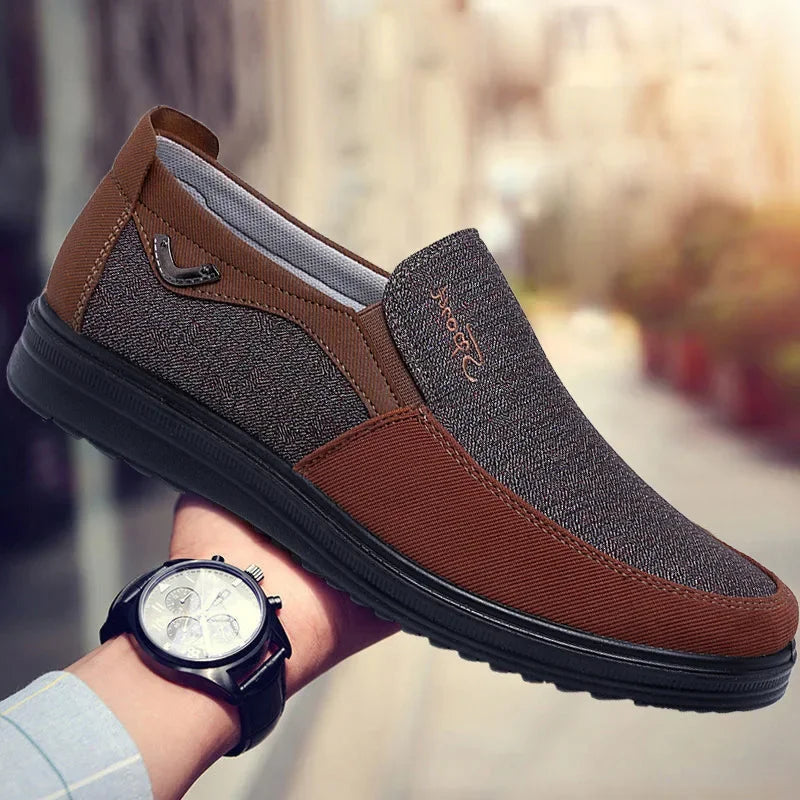 Men's Canvas Slip-On Loafers – Breathable Flat Sneakers Plus Size Canvas Slip-On Loafers Axl