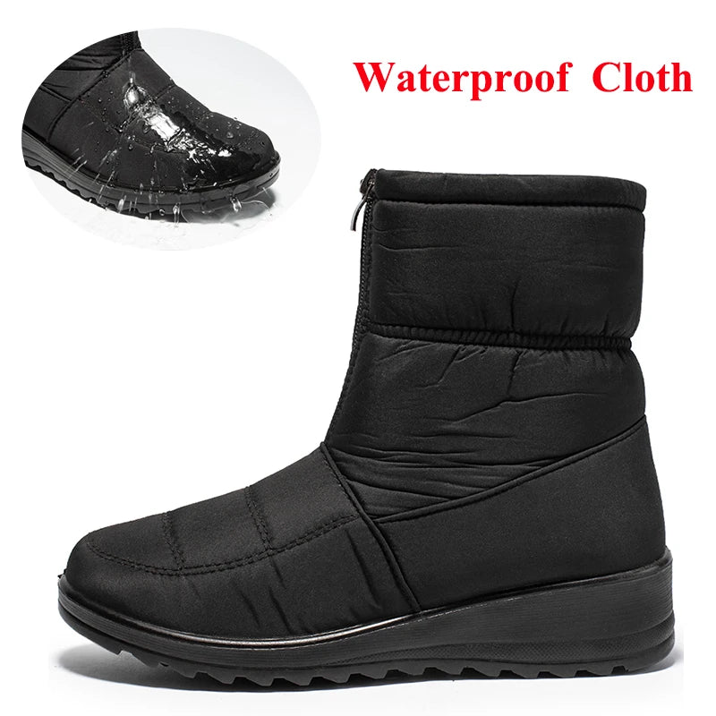 Women's Waterproof Snow Boots – Warm Plush Ankle Zip Boots Women's Snow Boots Axl