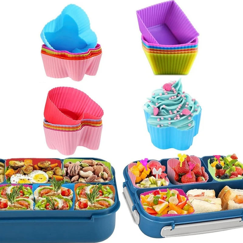 8-Piece Silicone Bento Box Dividers & Cupcake Liners for Kids Bento Box Dividers Axl
