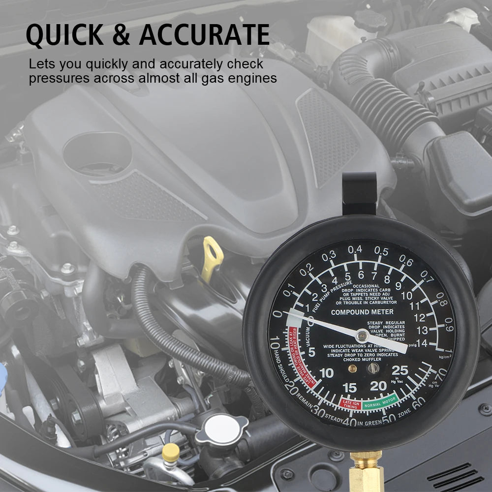 Automotive Engine Compression & Vacuum Pressure Gauge Kit Engine Compression Tester Axl