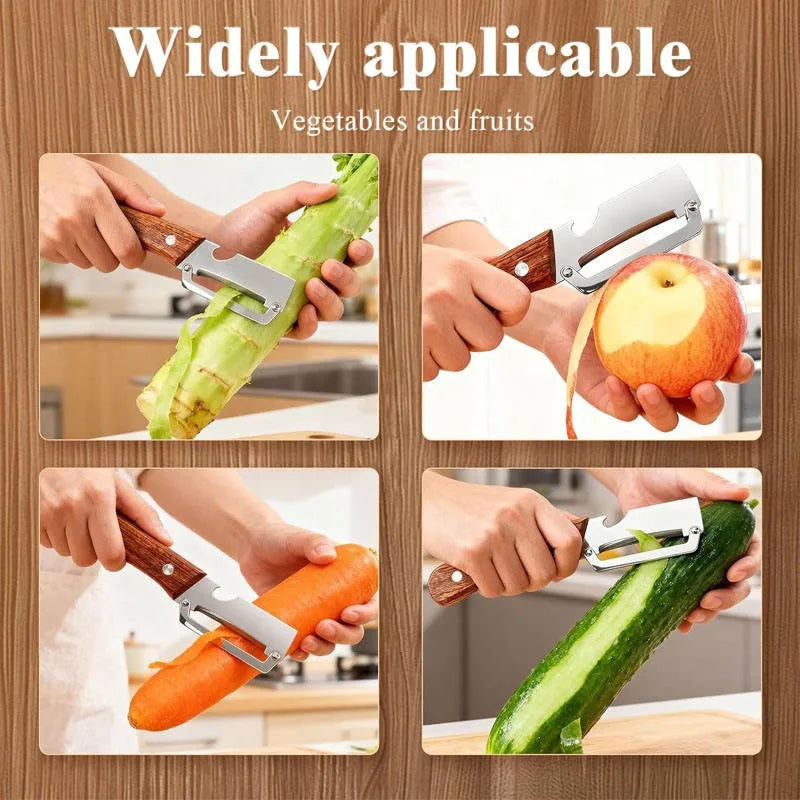 Stainless Steel Peeler Oak Wooden Handle | 1/3/5 Pack Vegetable Peeler Axl