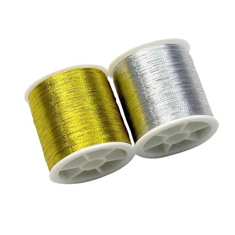 100M Metallic Embroidery Thread Gold Silver Cross Stitch Floss Embroidery Thread Axl
