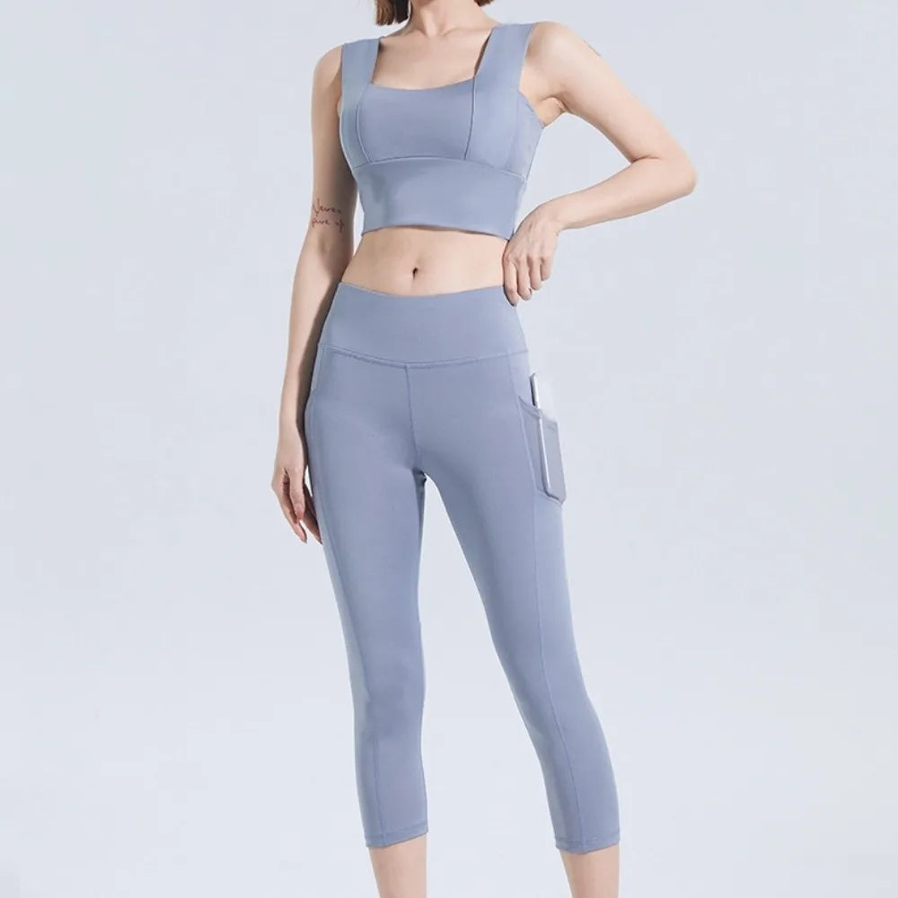Women's Calf-Length Yoga Leggings – Quick Dry with Pockets Yoga Cropped Leggings Axl