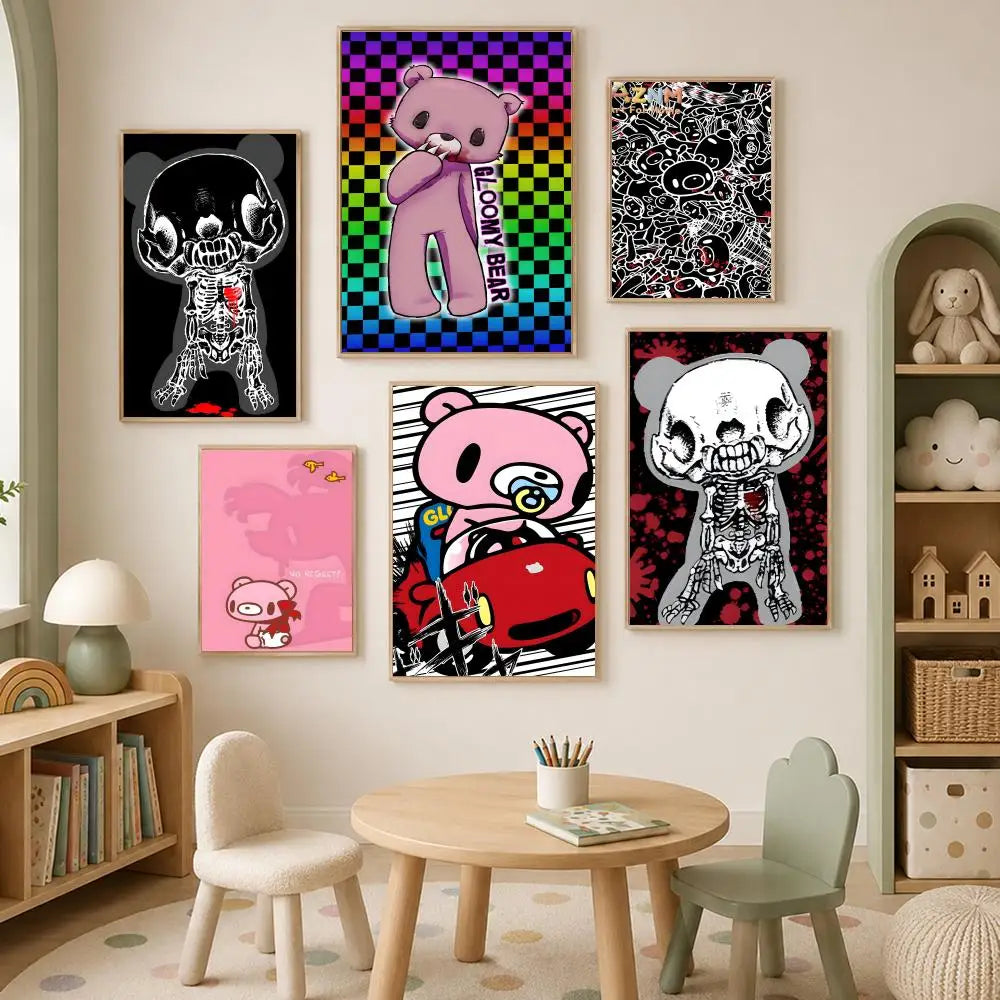 Gloomy Bear Self-Stick HD PVC Wall Art Poster | Waterproof Decor Wall Art Poster Axl