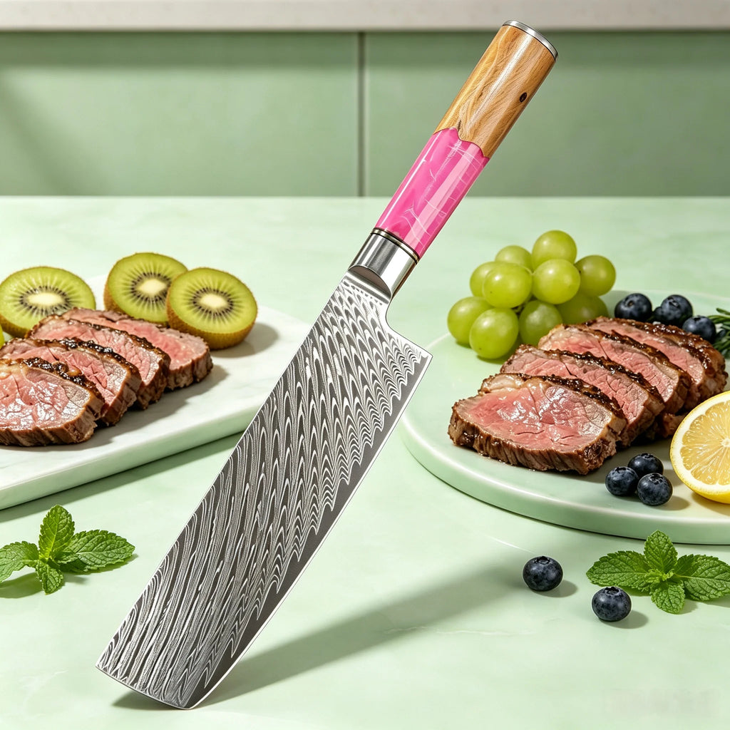 Damascus Steel Nakiri Knife – Sharp Vegetable & Slicing Knife Damascus Kitchen Knife Axl