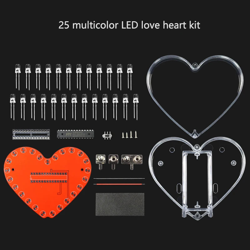 DIY LED Heart Soldering Kit – 25/32 RGB Flowing Light | LOTHYE DIY Electronics Kit Axl