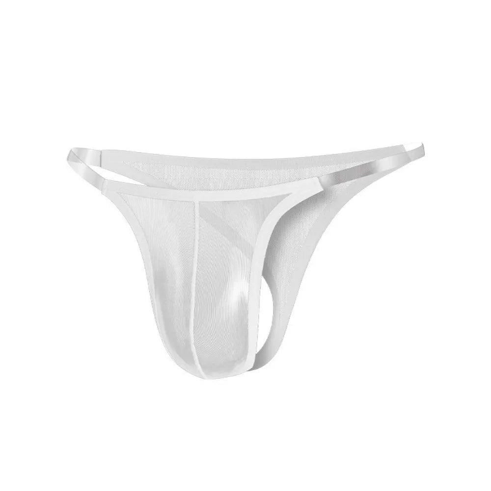 Men's Mesh Thong Underwear – Low-Rise T-Back Bikini Brief Men's Thong Underwear Axl White 2XL
