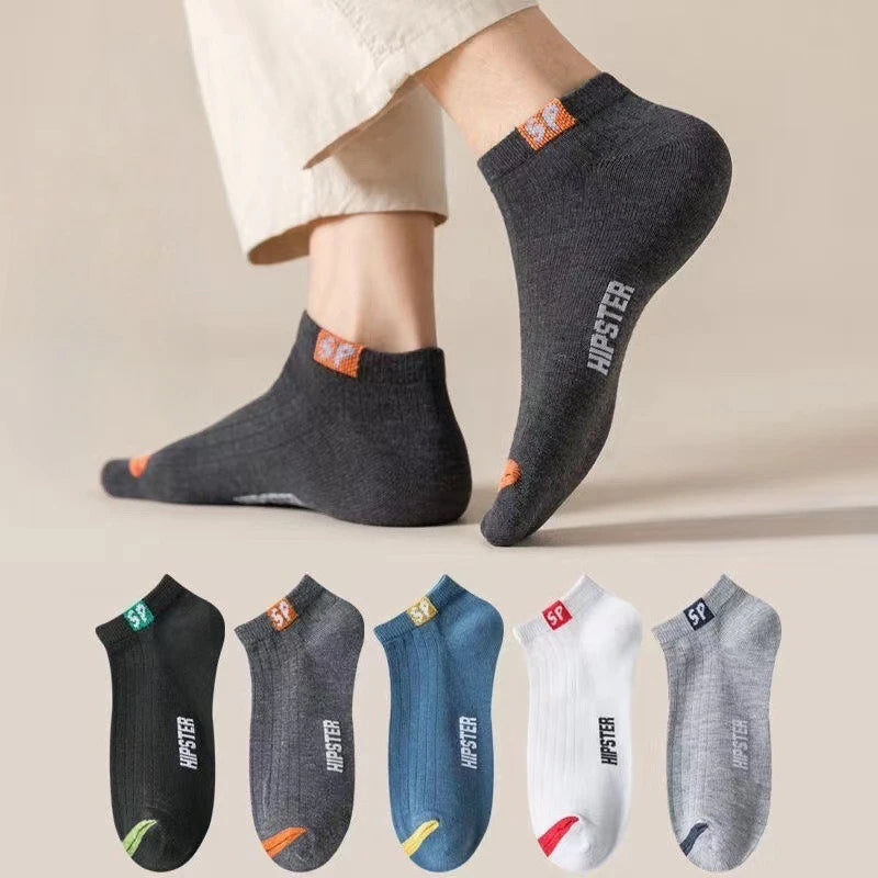 5-Pack Men's Low Cut Breathable Cotton Boat Socks Men's Casual Socks Axl