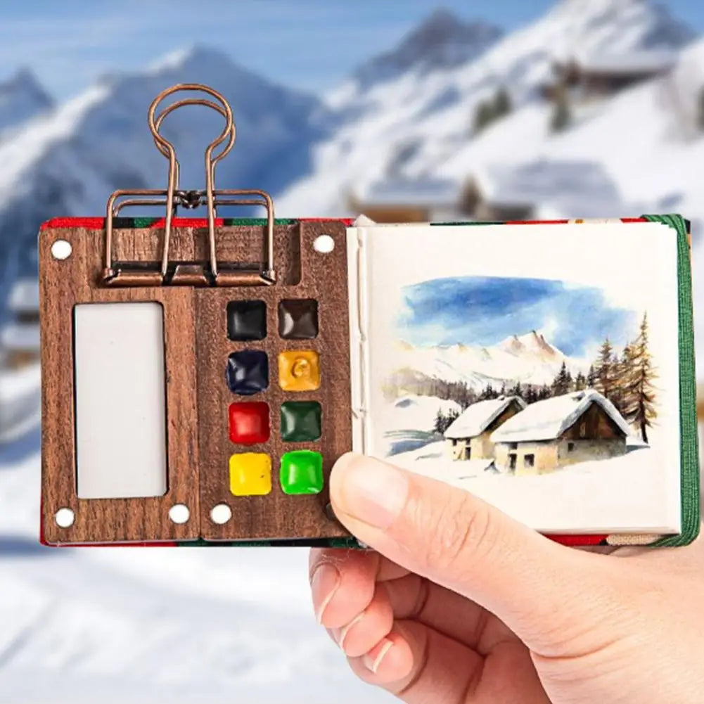 Mini Travel Watercolor Paint Set – Nano Wood Palette 12/24 Colors Watercolor Paint Set Axl