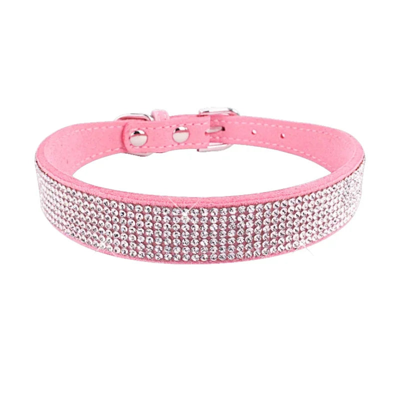 Rhinestone Crystal Dog Collar – Bling Pet Collar for Small Dogs Rhinestone Pet Collar Axl Pink L