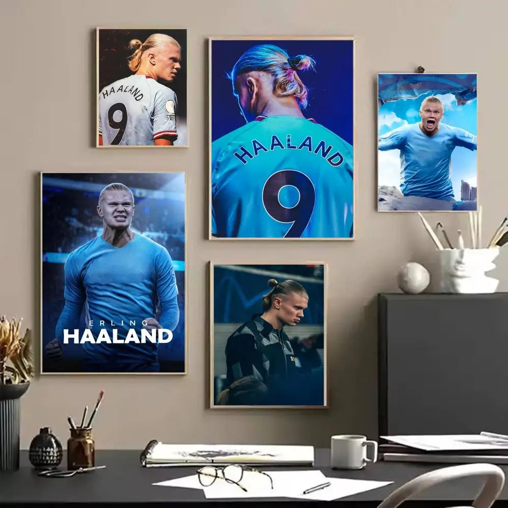 Haaland No.9 Canvas Wall Art – Unframed Football Poster Canvas Wall Art Axl