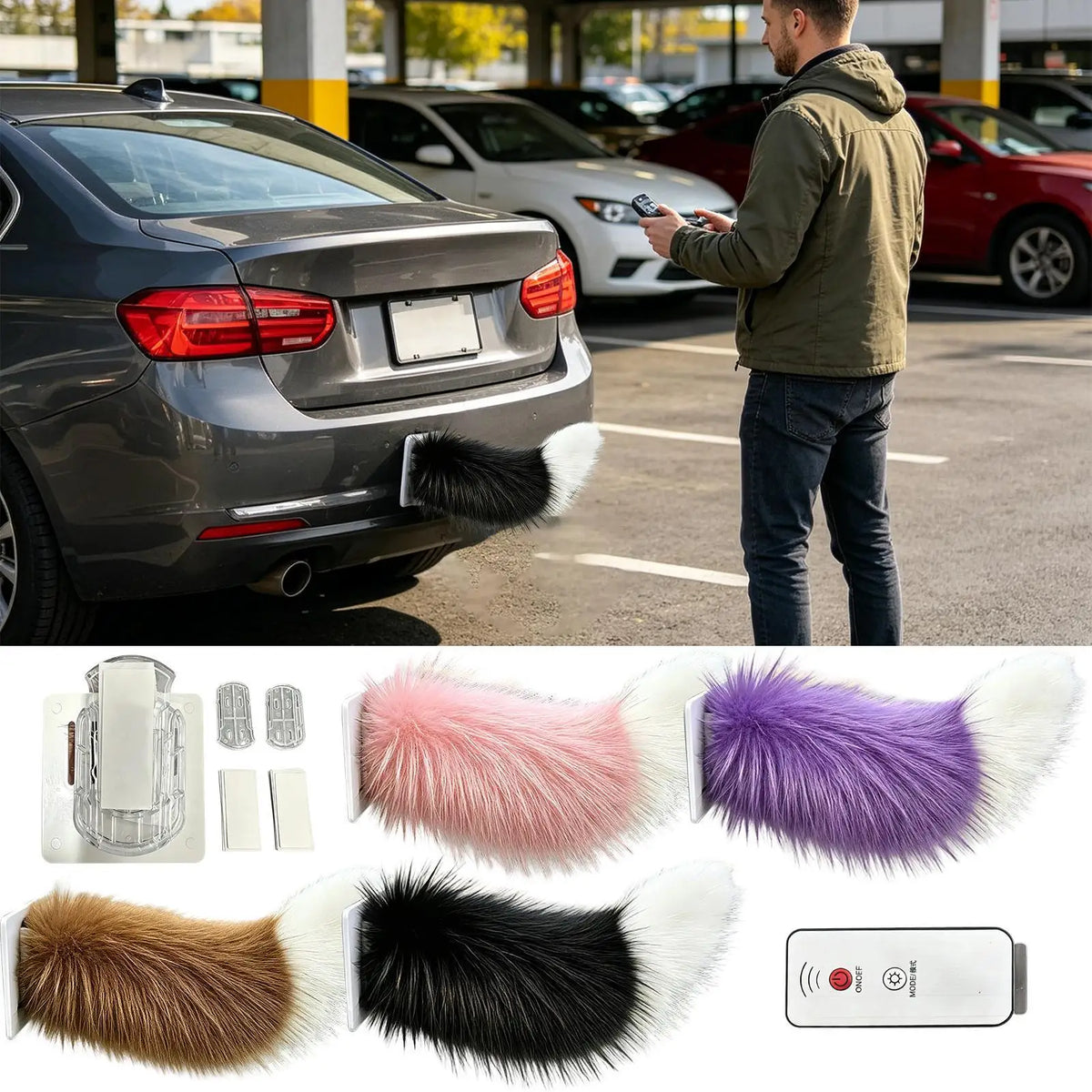 Remote Control Wagging Animal Tail – Car & Motorcycle Decor Vehicle Novelty Accessory Axl