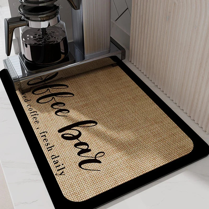 Diatom Mud Coffee Machine Mat – Absorbent Counter Drip Pad Kitchen Counter Mat Axl Dark Coffee-KGHH 50x60cm