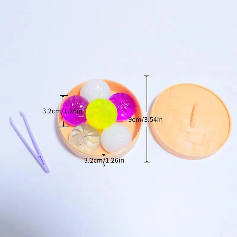 6-Piece Mini Steamed Bun Squishy Fidget Toy Set with Steamer Squishy Fidget Toy Axl