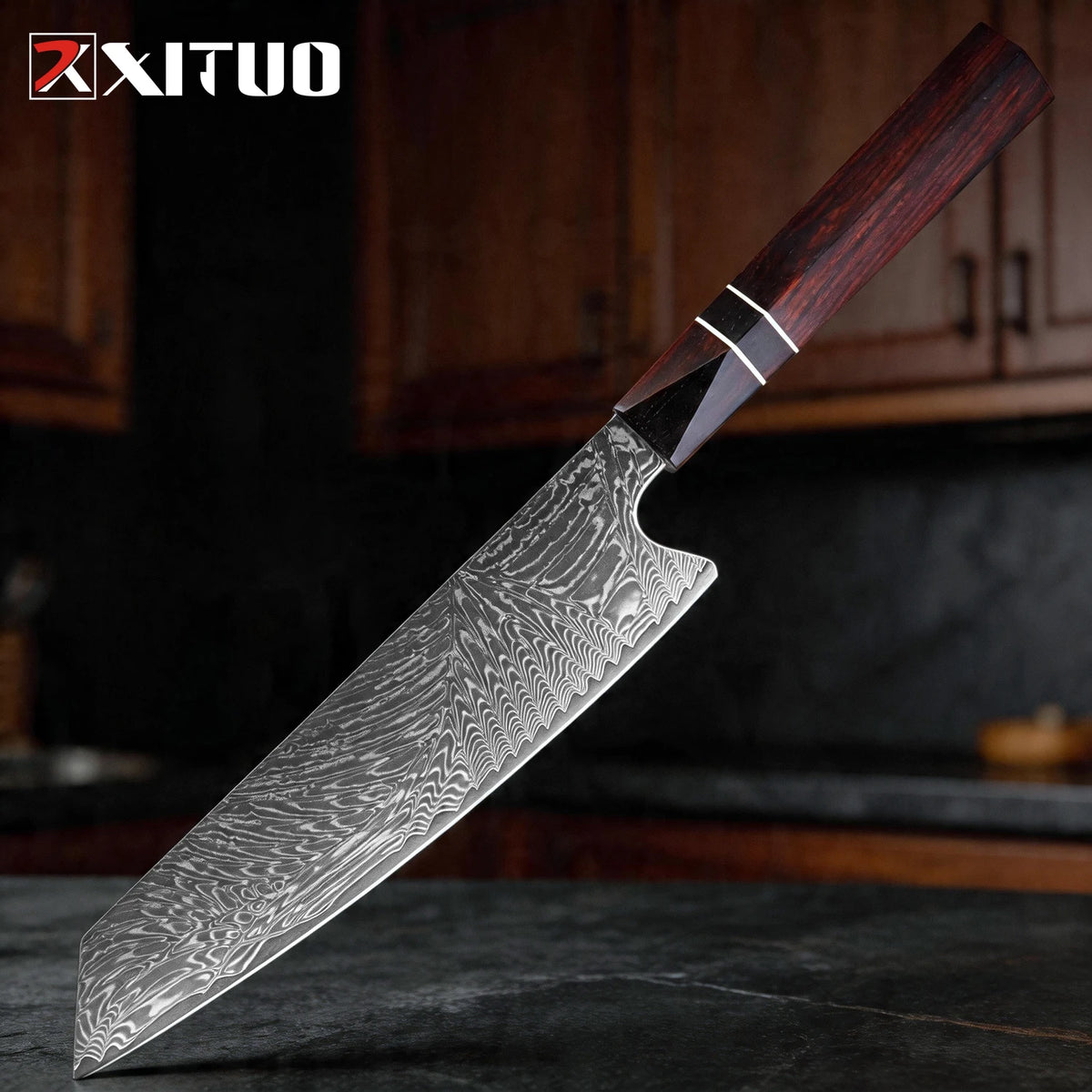 XITUO 8" Kiritsuke Chef Knife – VG10 Damascus Steel & Wood Handle Damascus Chef Knife Axl Kiritssuke Knife