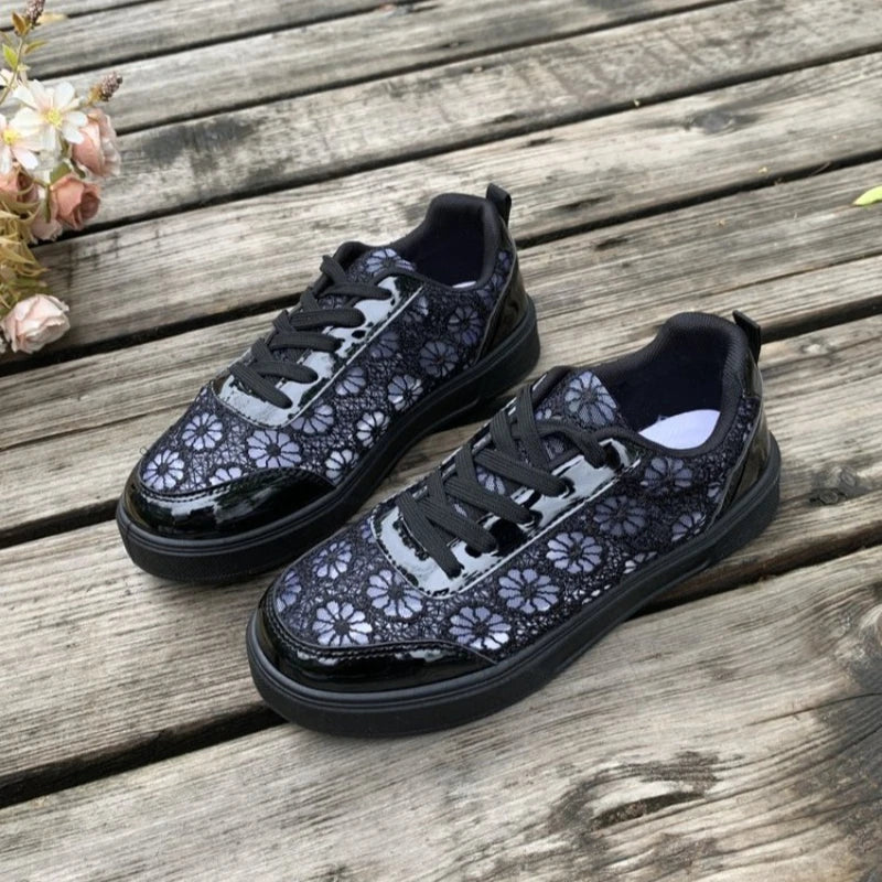 Women's Flower Mesh Sneakers – Breathable Casual Lace-Up Women's Mesh Sneakers Axl
