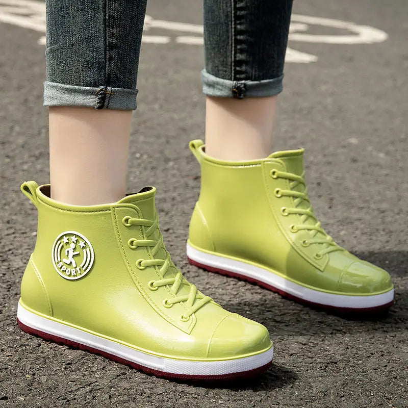 Women's Waterproof Ankle Rain Boots – Slip-On PVC Galoshes Women's Rain Boots Axl Green CN 41