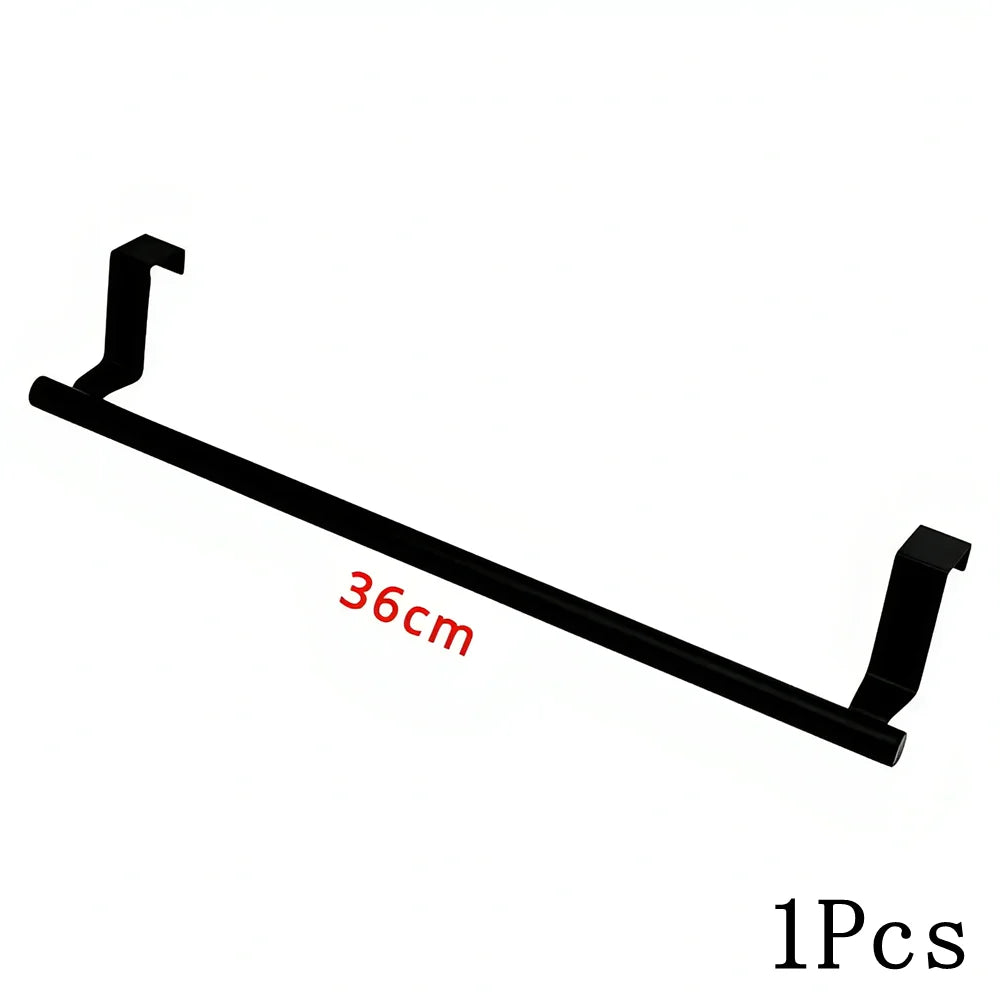 Punch-Free Door Hanging Towel Bar | Stainless Steel Rack Door Towel Rack Axl Black L-1Pcs XL