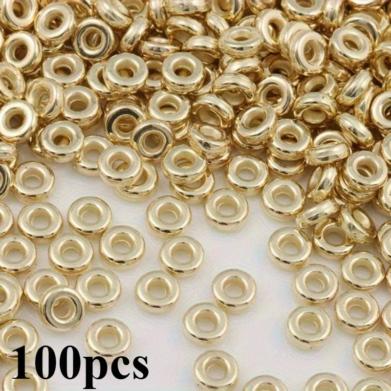 Flat Round Plastic Beads – DIY Bracelets, Necklaces & Earrings Jewelry Making Beads Axl KC Golden