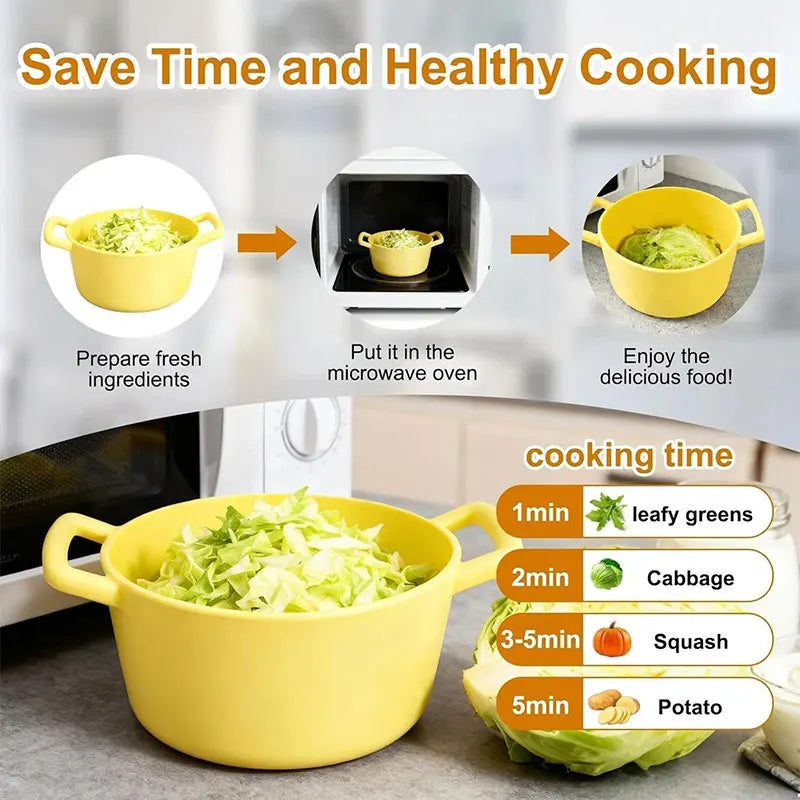 Silicone Microwave Steamer Bowl with Lid – 40oz Veggie Cooker Microwave Steamer Axl