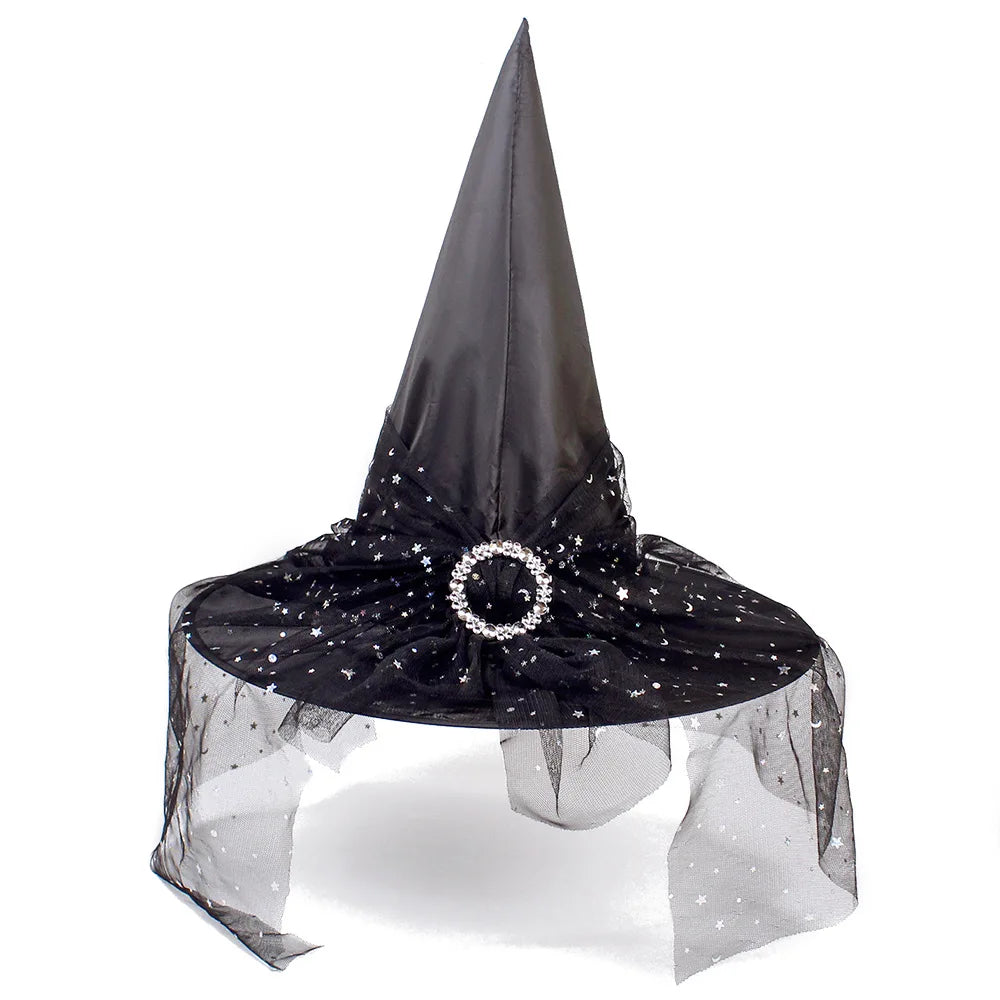 Lace Mesh Witch Hat – Unisex Halloween Costume Cap Costume Hat Axl L A-Black
