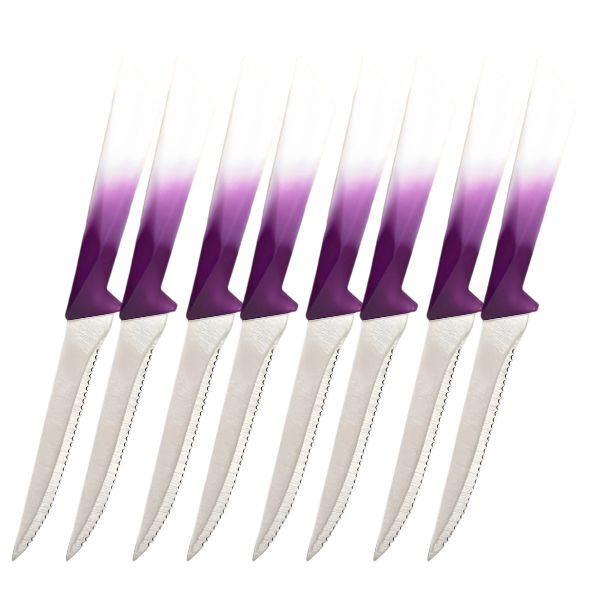 Steak Knife Set 4/6/8 Pcs – Gradient Handle Serrated Steel Steak Knife Set Axl Purple 8PCS