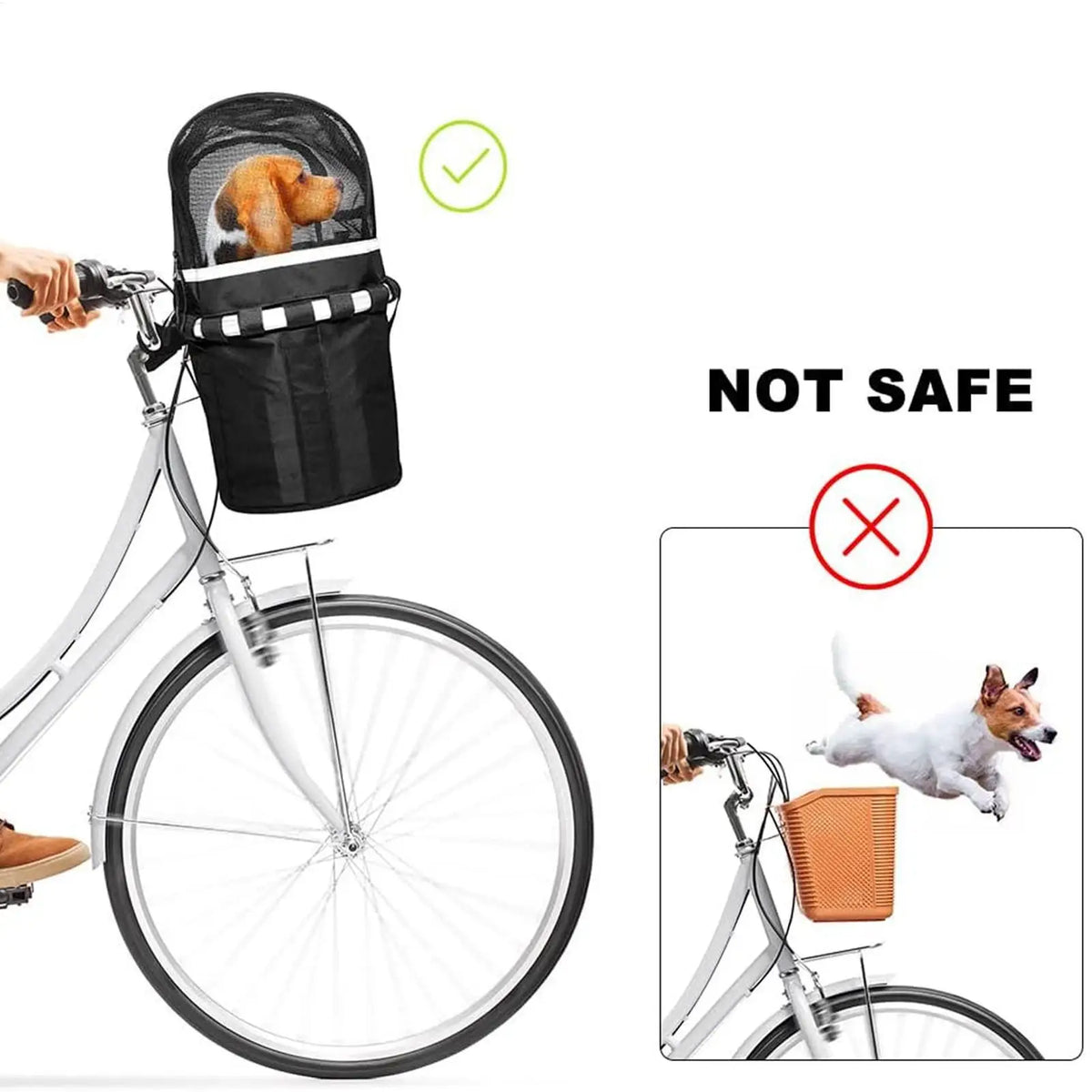Dog Bike Basket – Handlebar Pet Carrier with Mesh Window Pet Bicycle Carrier Axl