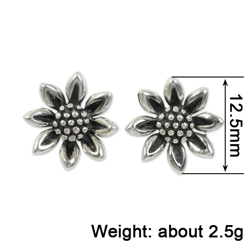 Huitan Vintage Sunflower Stud Earrings – Dainty Floral Studs Stud Earrings Axl