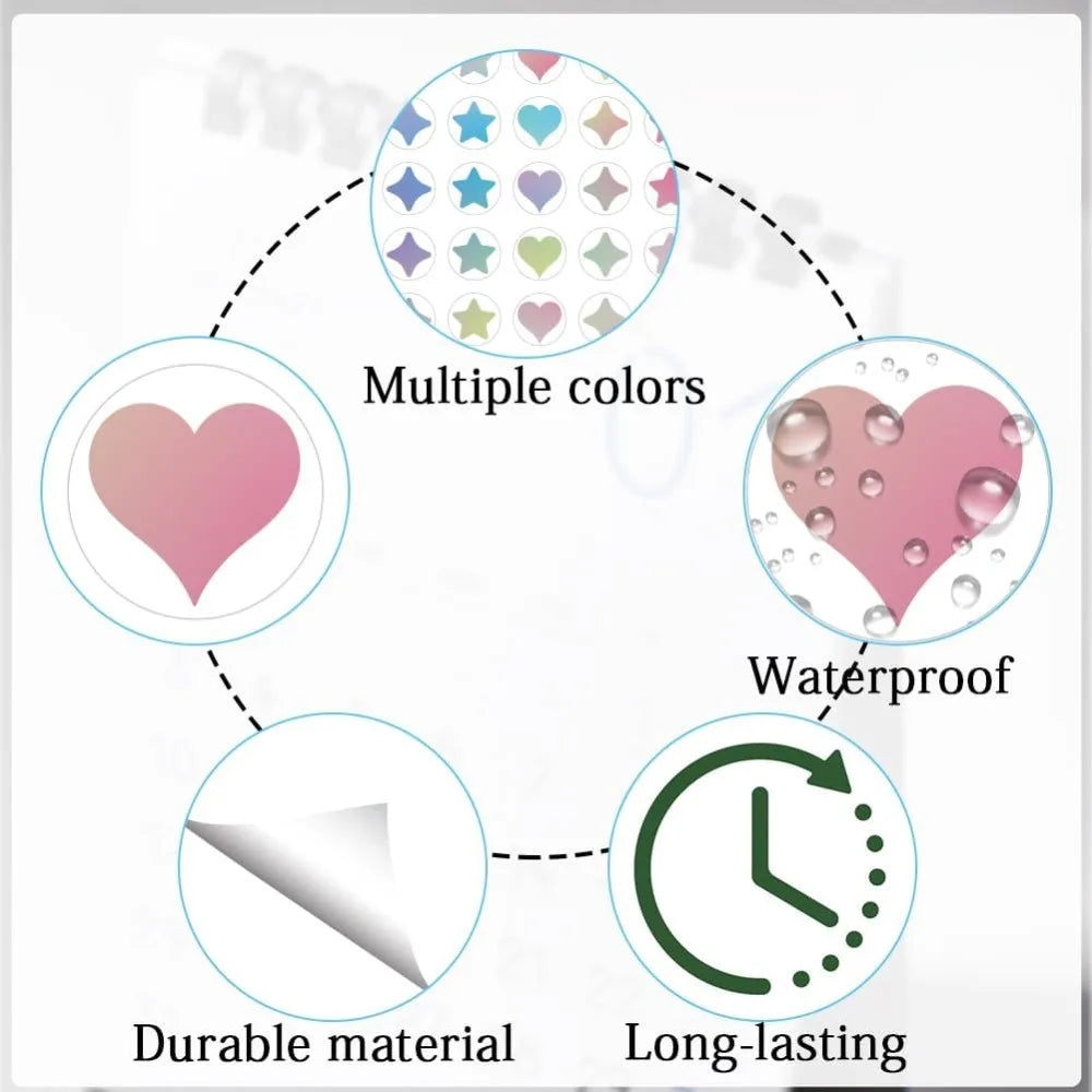 80-Sheet PVC Round Plan Stickers Set – Mixed Shapes 100x85mm Decorative Sticker Set Axl