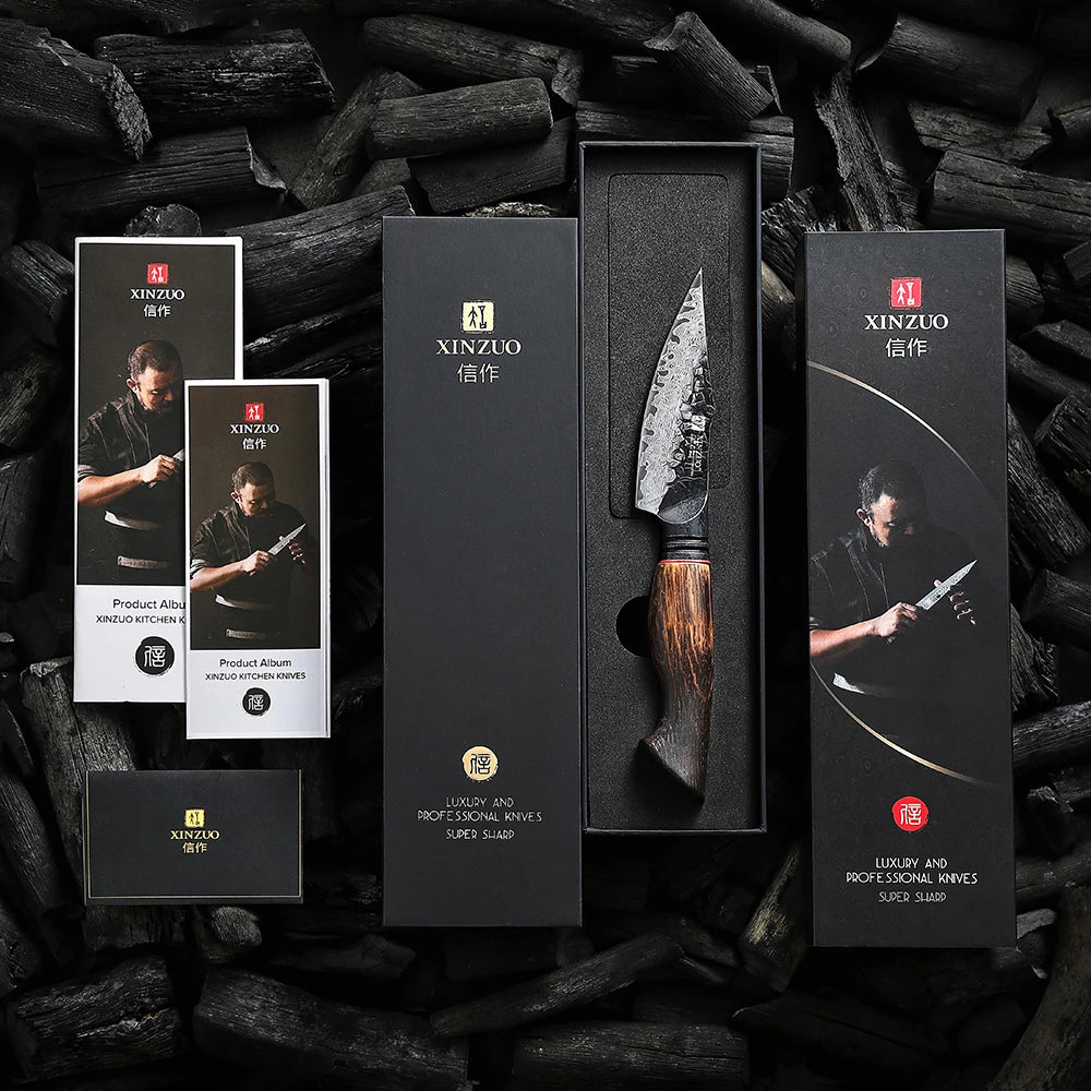 XINZUO Mo Series 4.2" Damascus Paring Knife | Gift Box Damascus Paring Knife Axl
