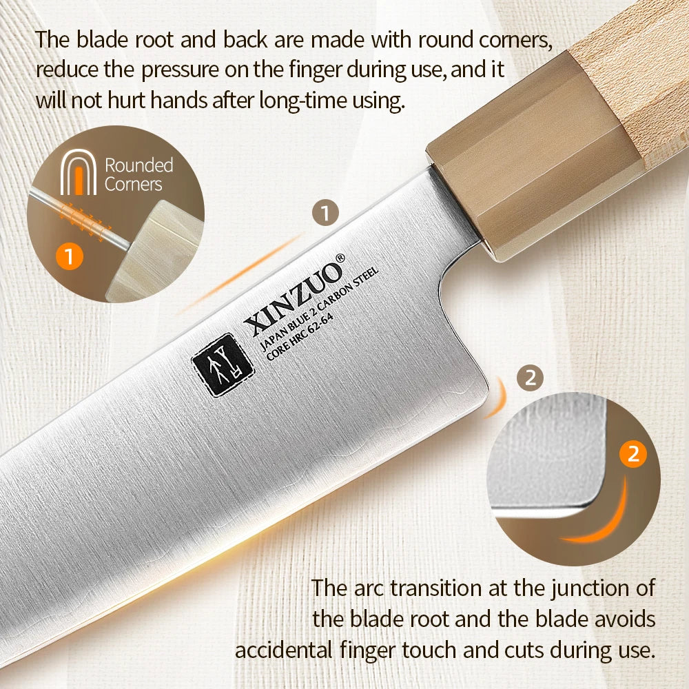XINZUO 5.9" Japanese Bunka Knife – Aogami No.2 Carbon Steel Japanese Kitchen Knife Axl